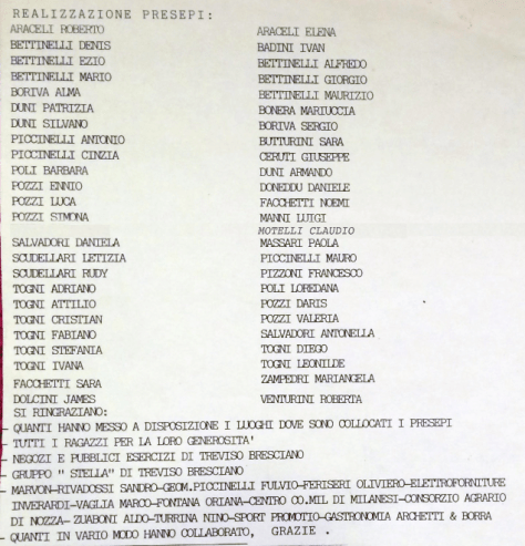 Presepi 1995, hanno parteciato alla lore realizzazione...